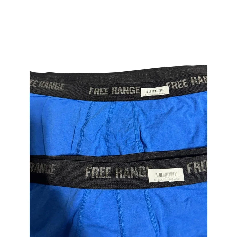 Duluth Free Range Bullpen Organic Cotton Boxer Briefs 2-Pack Blue 2XL New
